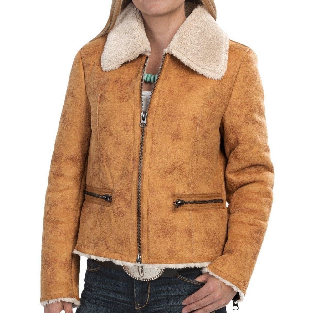 Dylan Women's distressed cabin coat/faux Shearling Jacket
